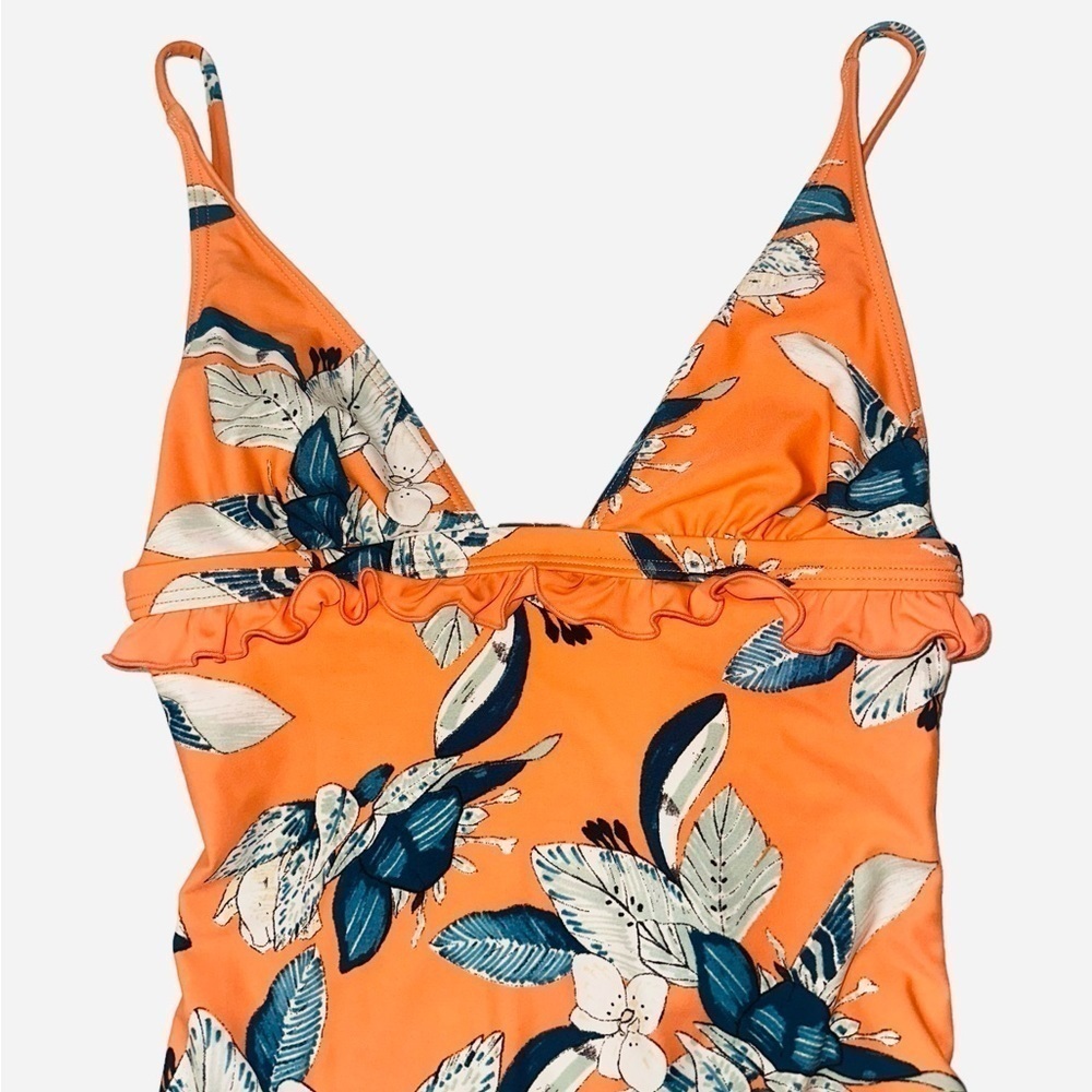 MINKPINK Orange Enchanted Forest Frill Floral One-Piece Swimsuit Size Small - Picture 15 of 16